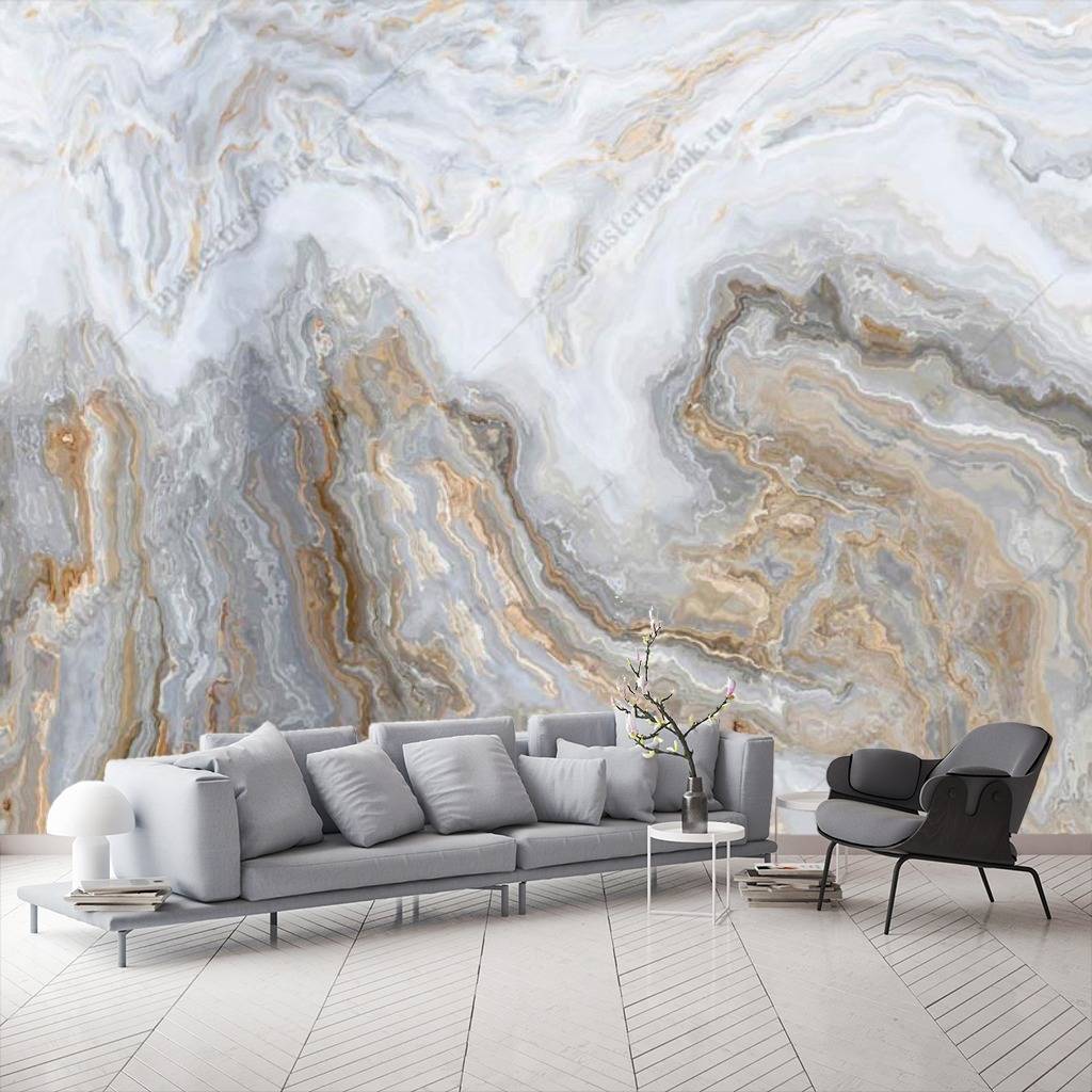 Фотообои Серый мрамор с золотыми прожилками  9-1082
