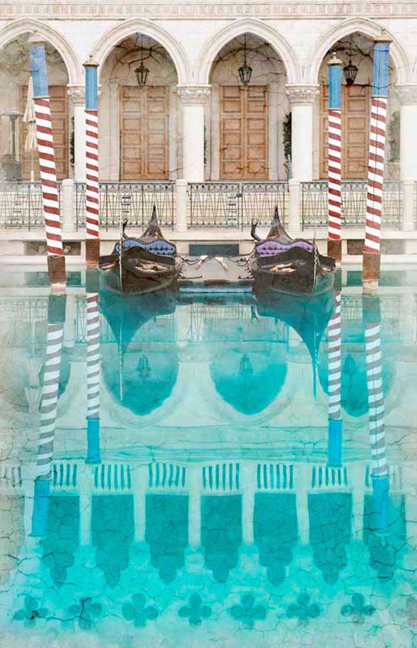 Фотообои в интерьере голубые каналы венеции  11-178 фото