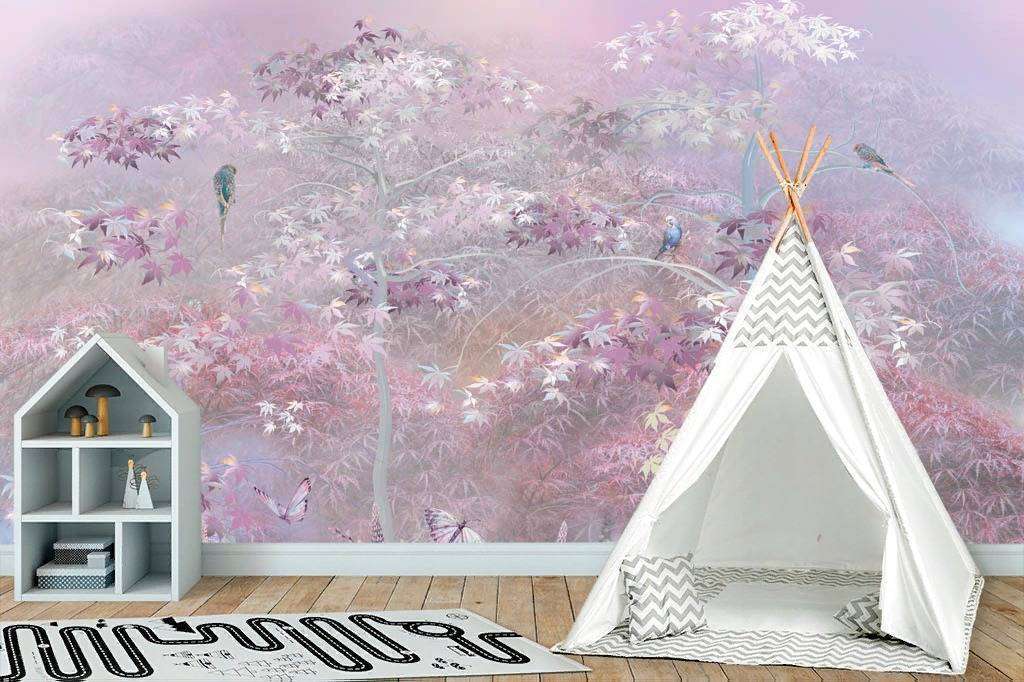 Фотообои Бесшовные обои на стену:  Розовый лес. Артикул: 13-044  