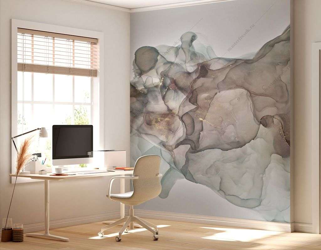 Фотообои в интерьере акварельные чернила  9-1566 фото