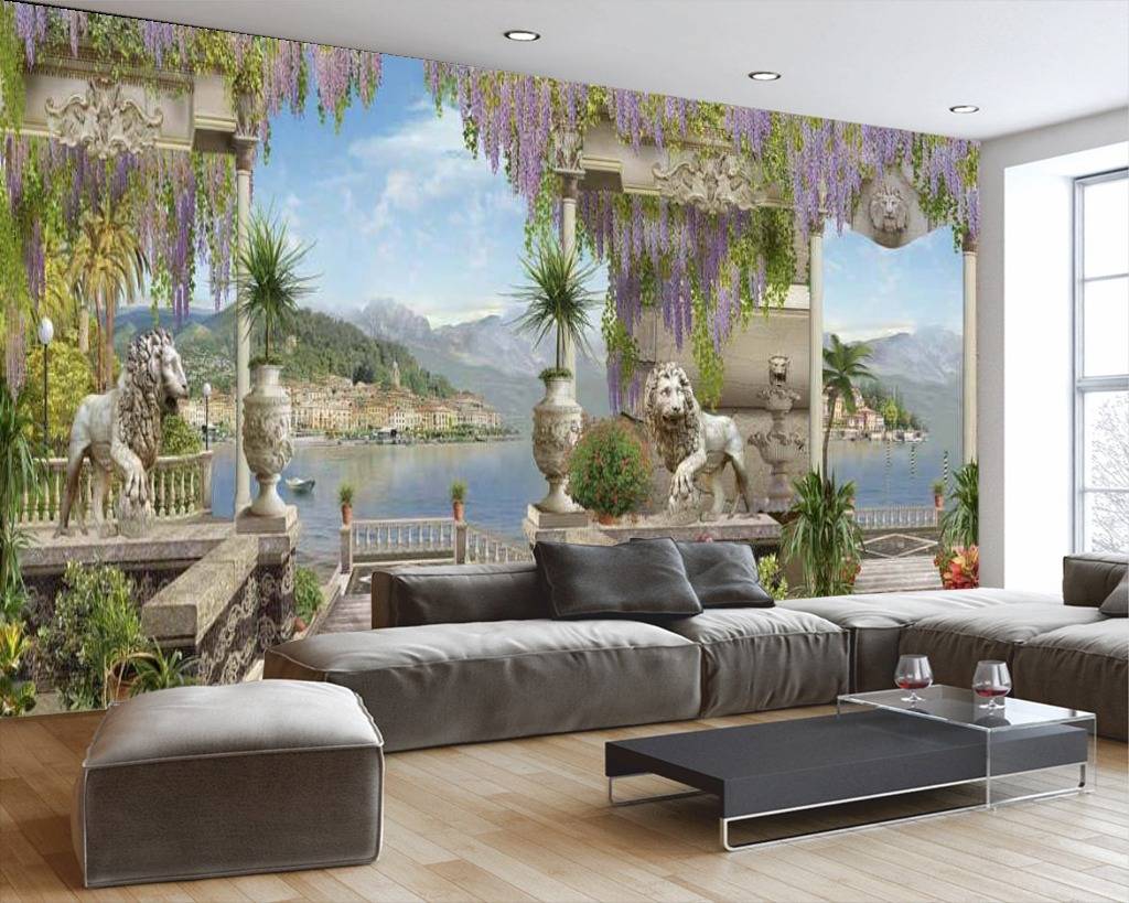 Фотообои Терраса со статуями львов  17-0097