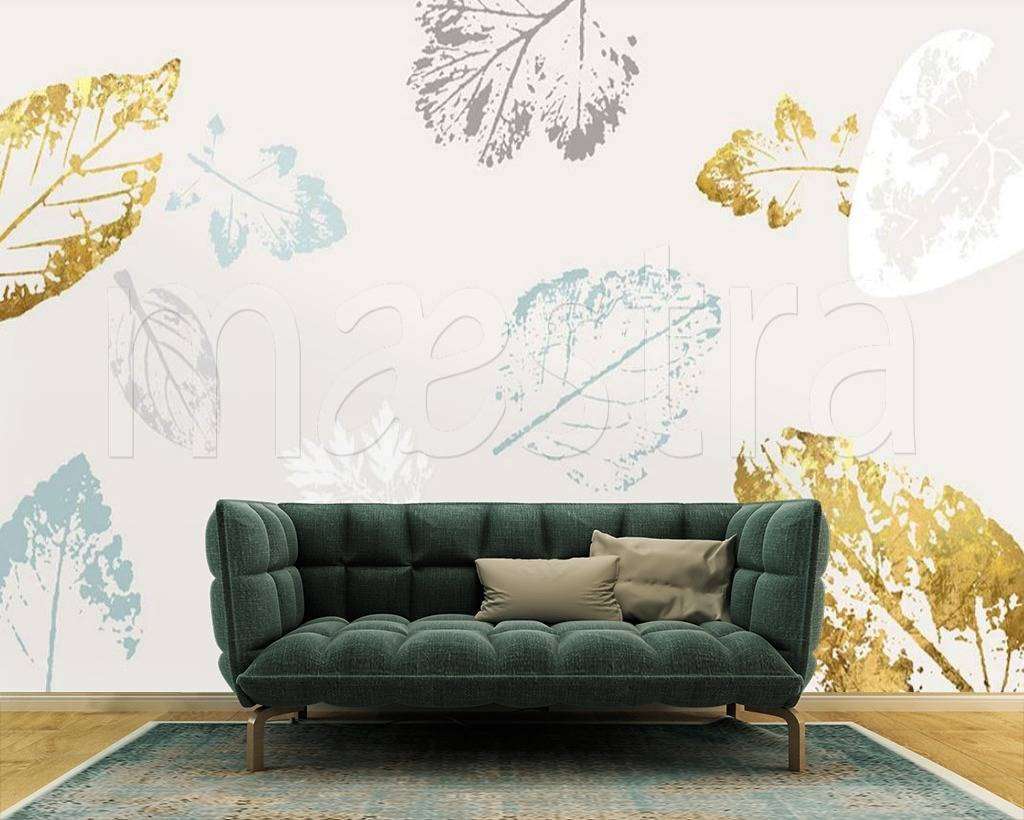 Фотообои в интерьере листья светлые  15-498 фото