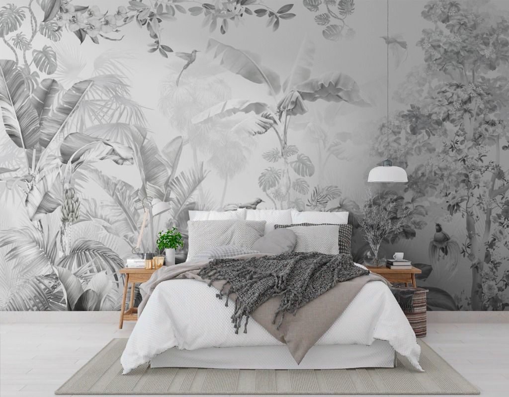 Фотообои Тропический лес серый  13-745