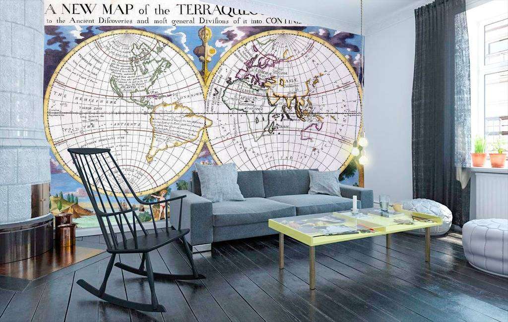 Фотообои в интерьере политическая карта мира для детей  1-106 фото