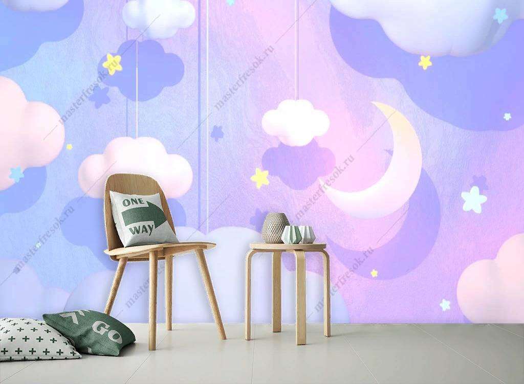 Фотообои в интерьере фон с облаками  12-1167 фото