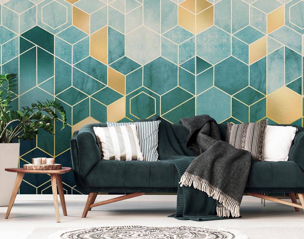 Фотообои Изумрудные соты  9-1345