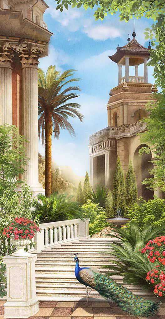 Фотообои в интерьере лестница с павлином  17-0094 фото