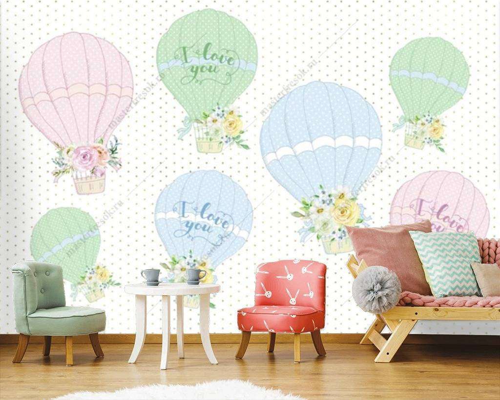 Фотообои Бесшовные обои на стену:  Розовый воздушный шар. Артикул: 15-992  