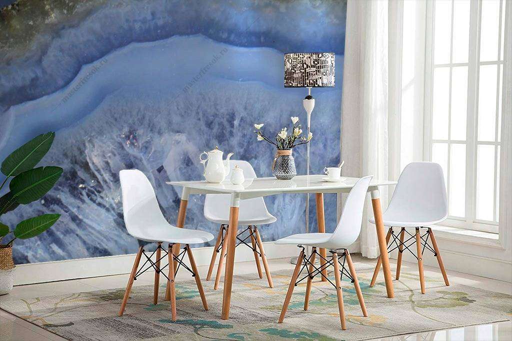 Фотообои в интерьере срез камня голубой агат  9-1056 фото