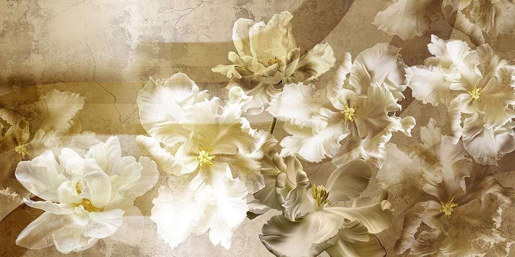 Фотообои в интерьере романтические ирисы  10-878 фото