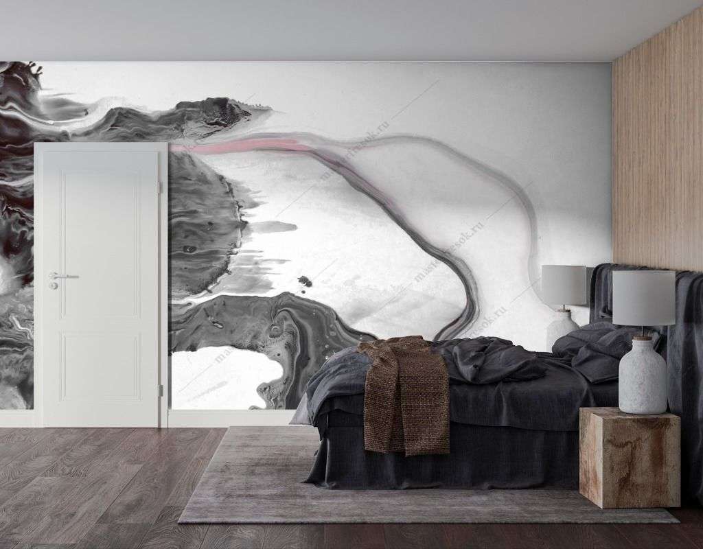 Фотообои в интерьере серые штрихи  9-1350 фото