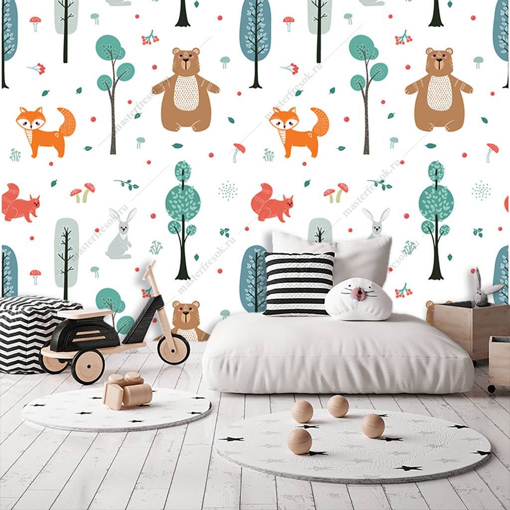 Фотообои Мишки и деревья  12-685