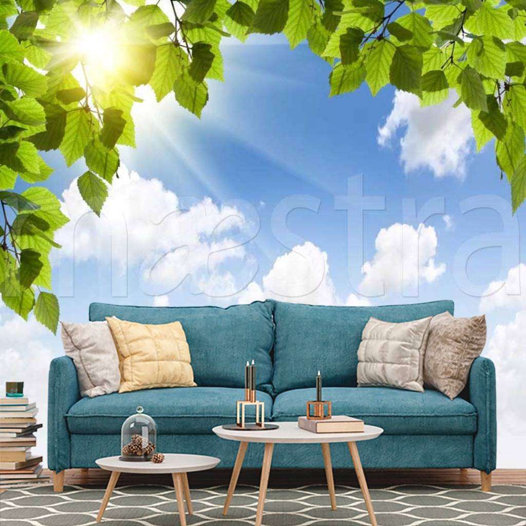 Фотообои Березовая листва на фоне неба  9-363