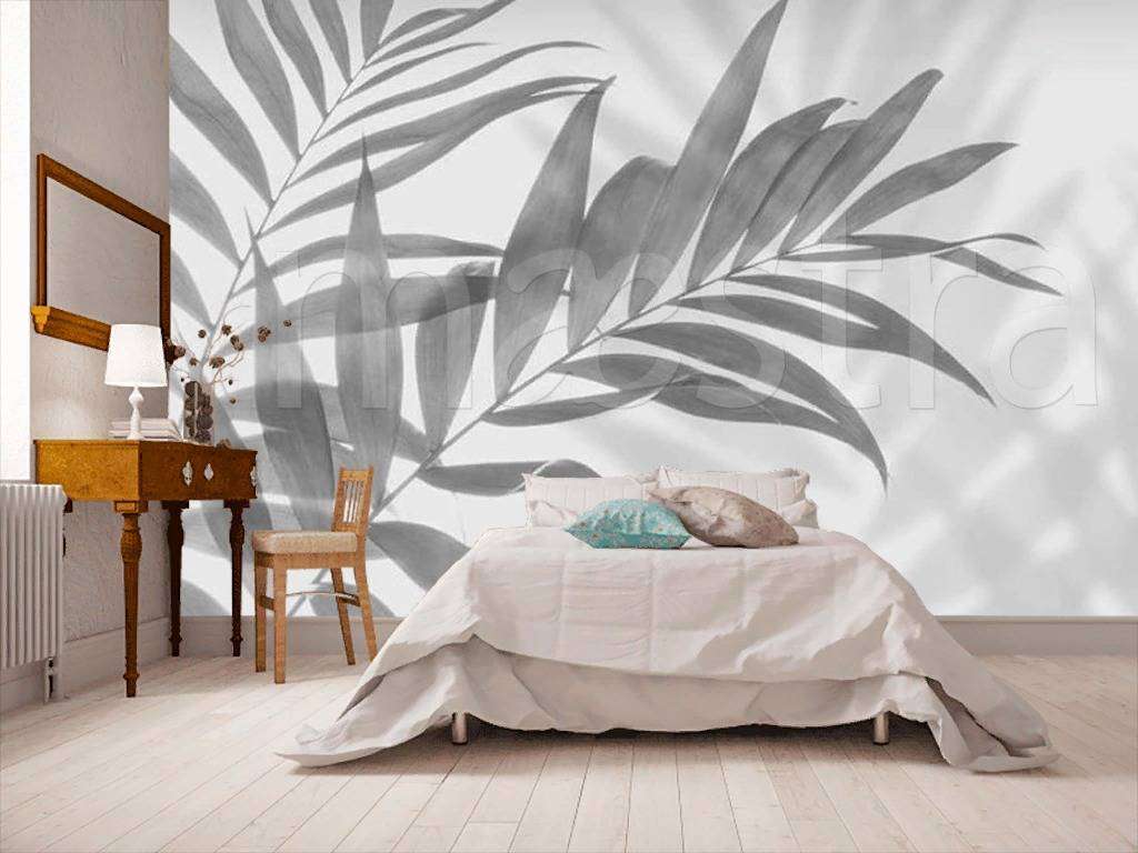Фотообои в интерьере папоротник серый  15-487 фото