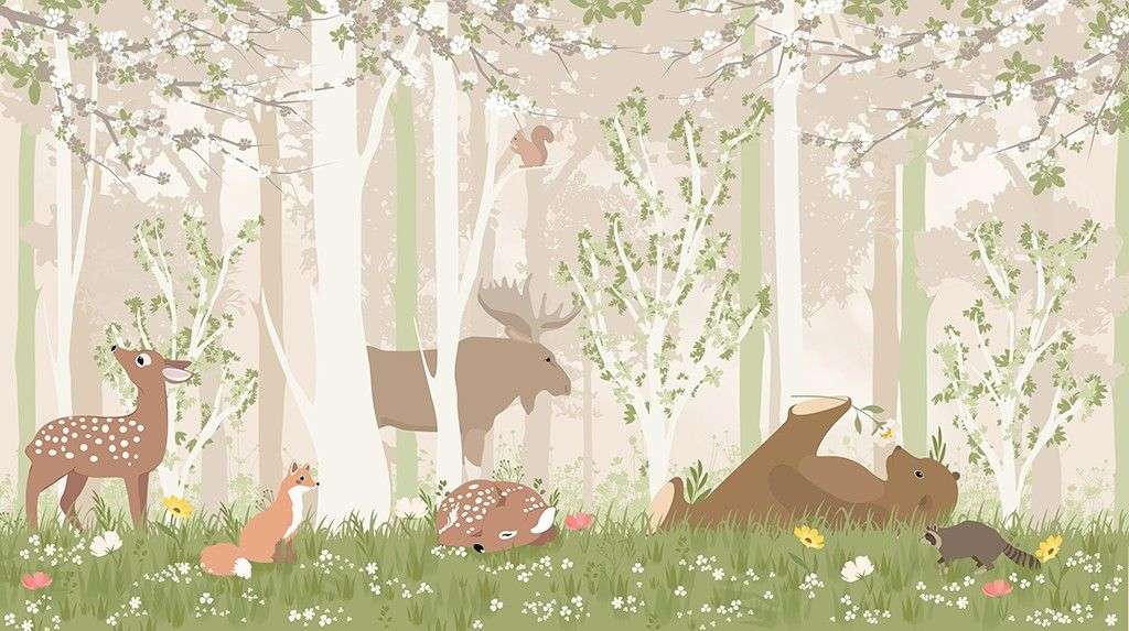 Фотообои в интерьере животные в лесу  12-1599 фото