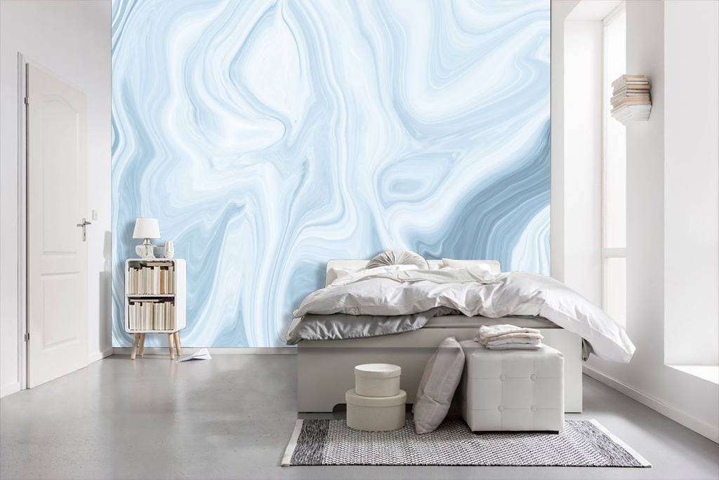 Фотообои в интерьере флюид арт - мрамор голубой  9-947 фото