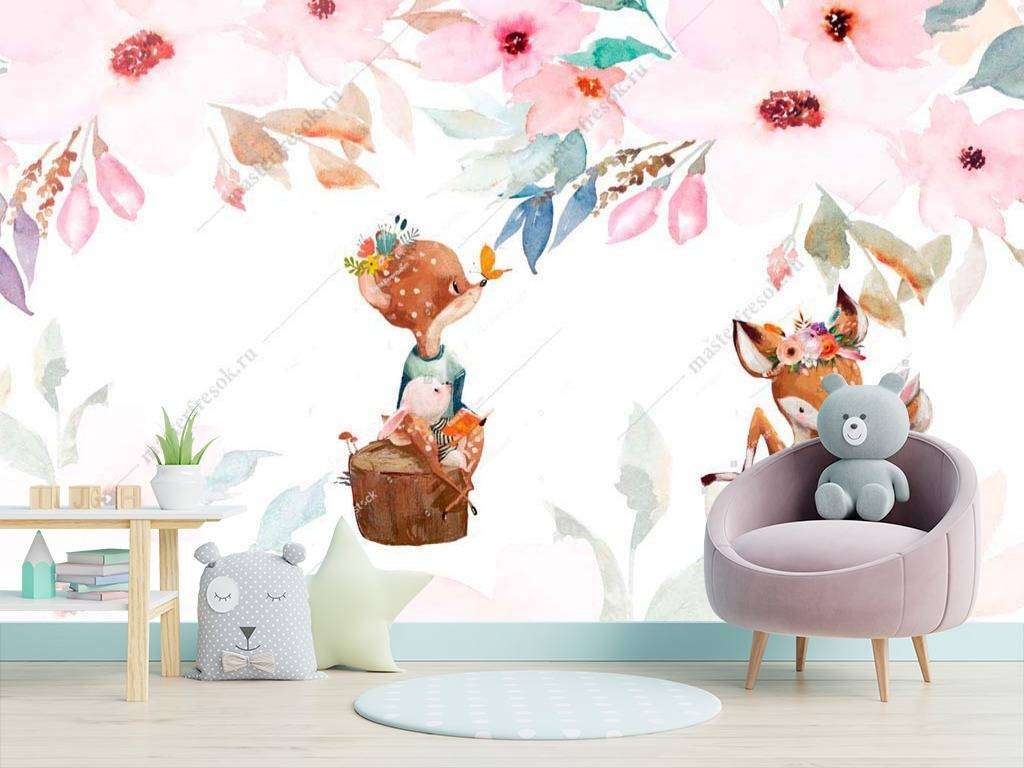 Фотообои в интерьере оленята  14-017 фото