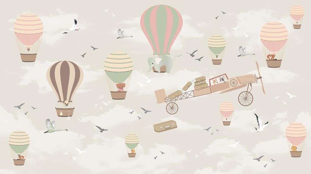 Фотообои в интерьере самолет и воздушный шар  12-959 фото