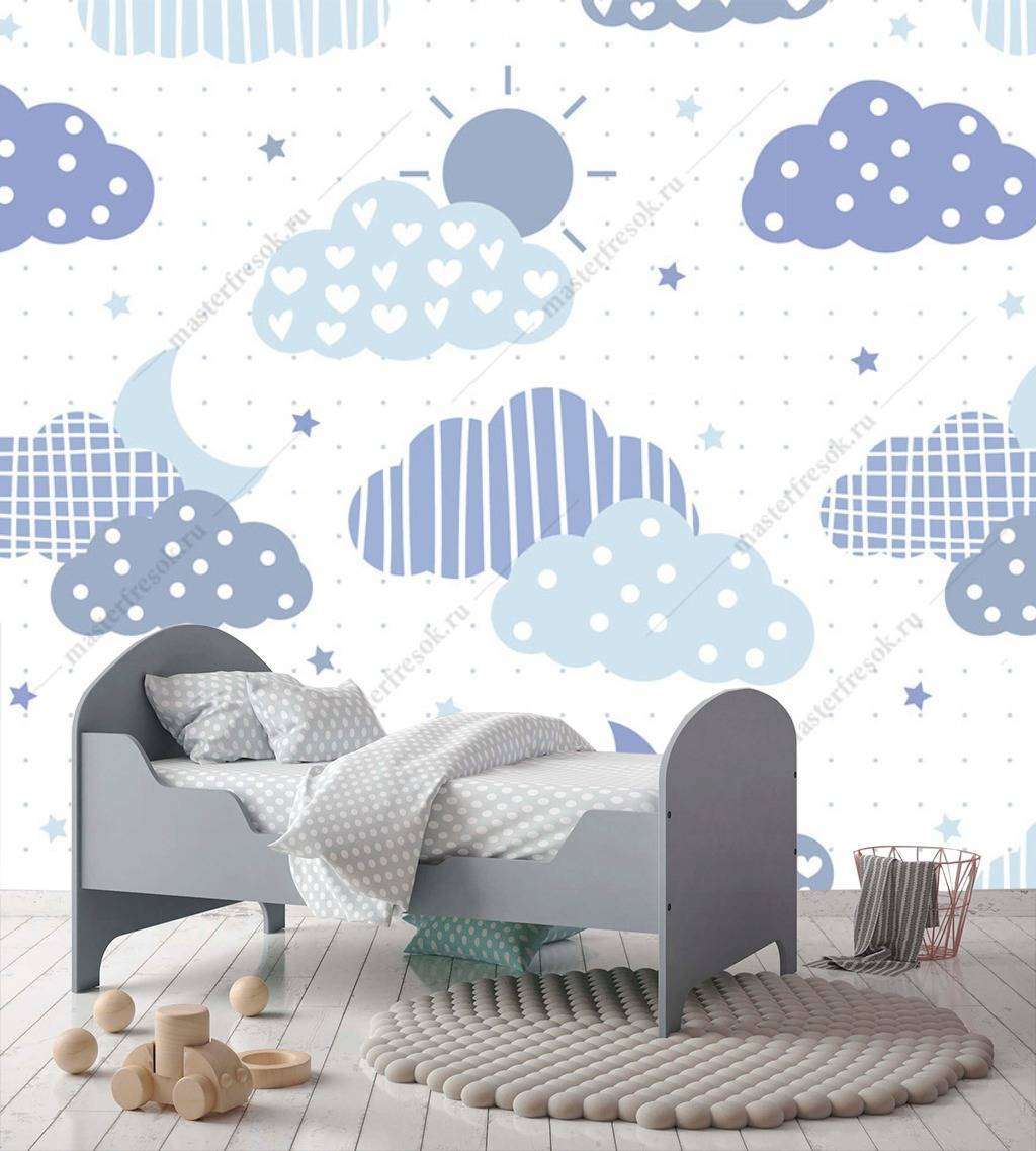 Фотообои в интерьере облака голубые  12-760 фото
