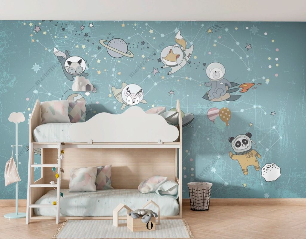 Фотообои Космос детский с животными  14-669