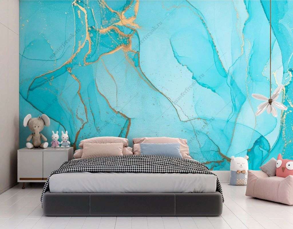 Фотообои в интерьере срез камня бирюза  9-1782 фото