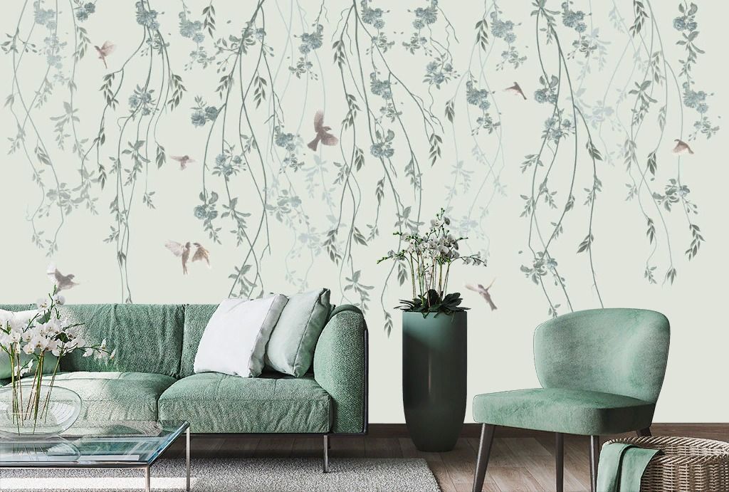 Фотообои Ветви сверху и птички  13-711