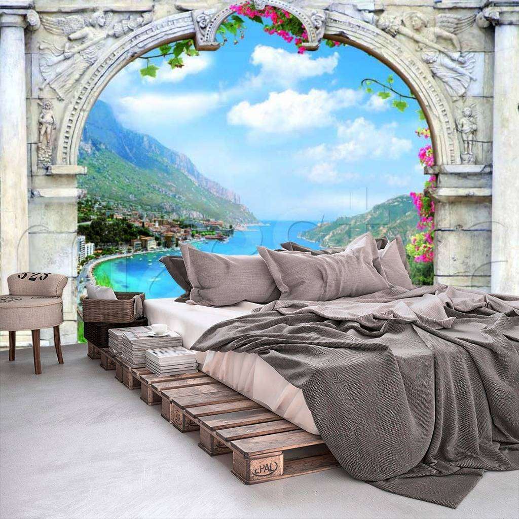 Фотообои в интерьере арка с выходом на море  11-060 фото