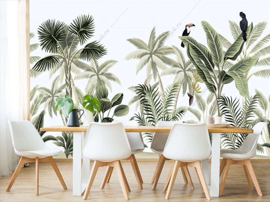 Фотообои в интерьере яркие тропики  12-650 фото
