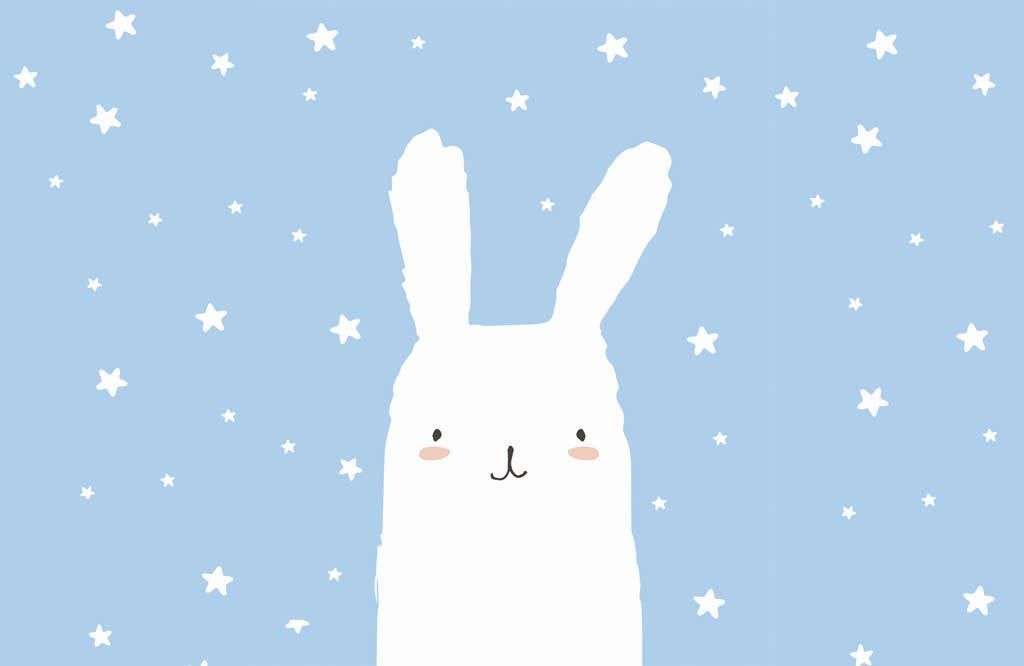 Фотообои в интерьере зайчик белый  12-882 фото