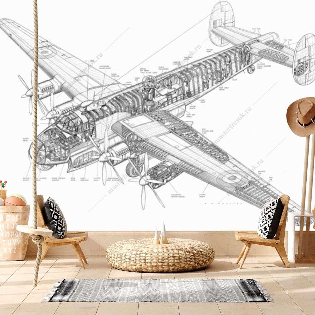 Фотообои в интерьере схема самолета  12-1302 фото