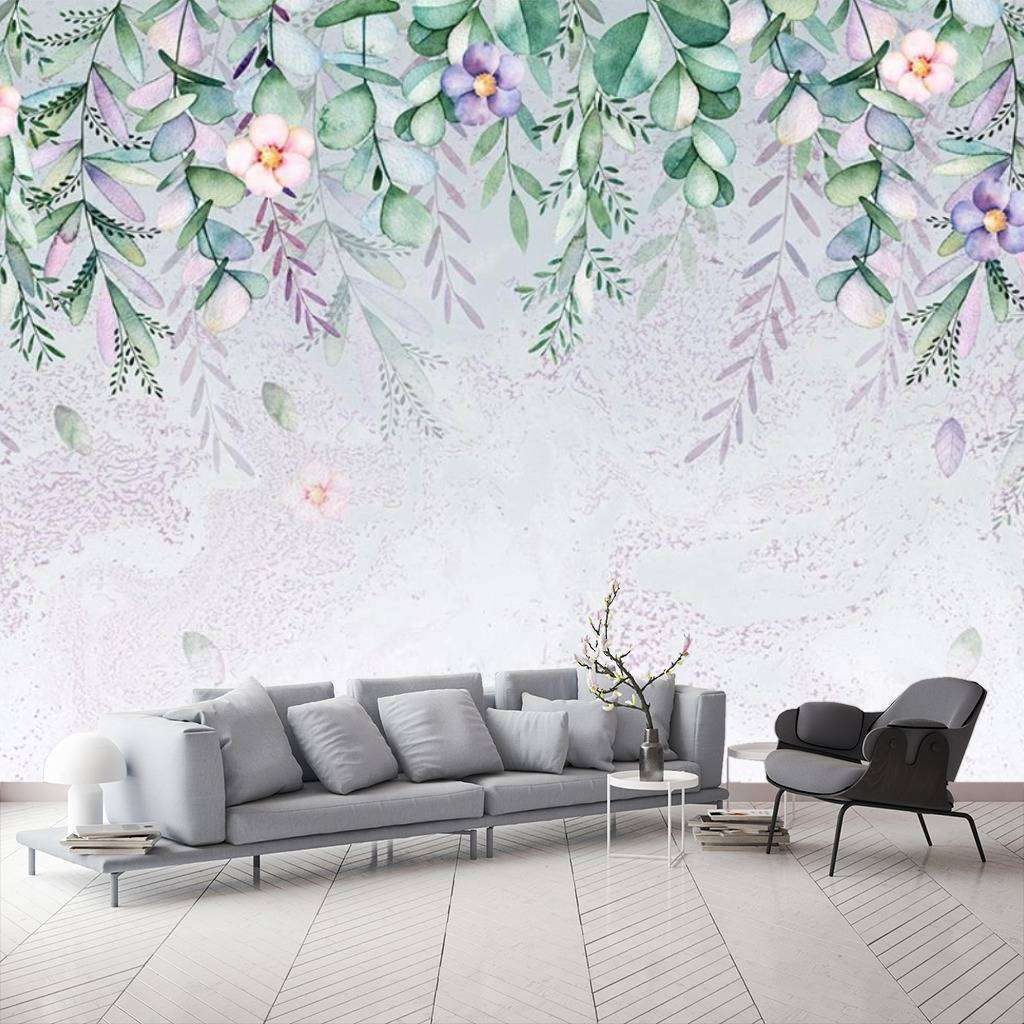 Фотообои в интерьере 3д фон растения  15-471 фото