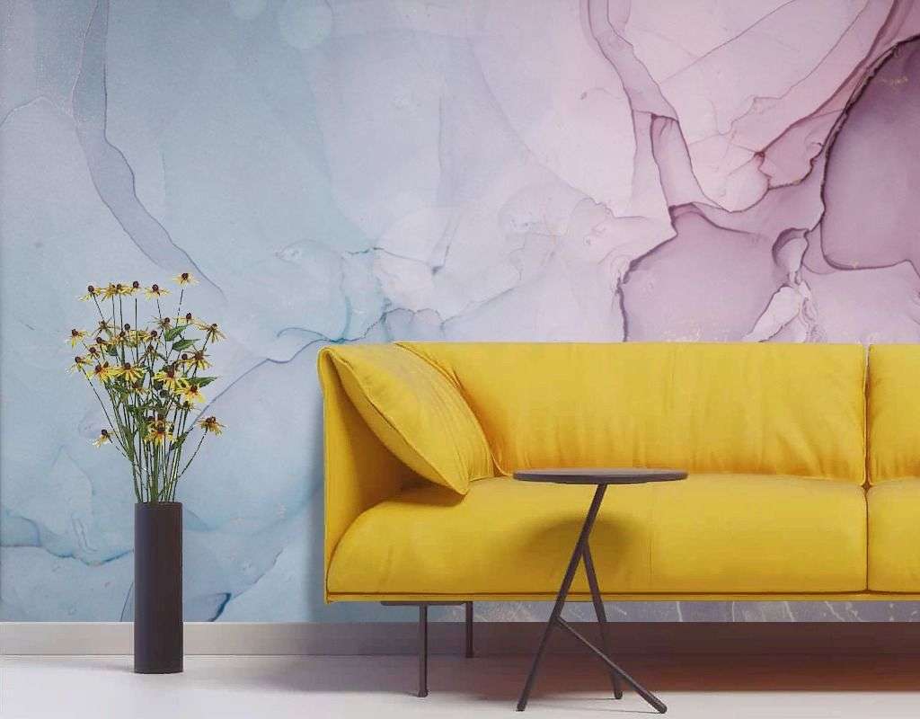 Фотообои в интерьере чернила голубой и розовый  9-2046 фото