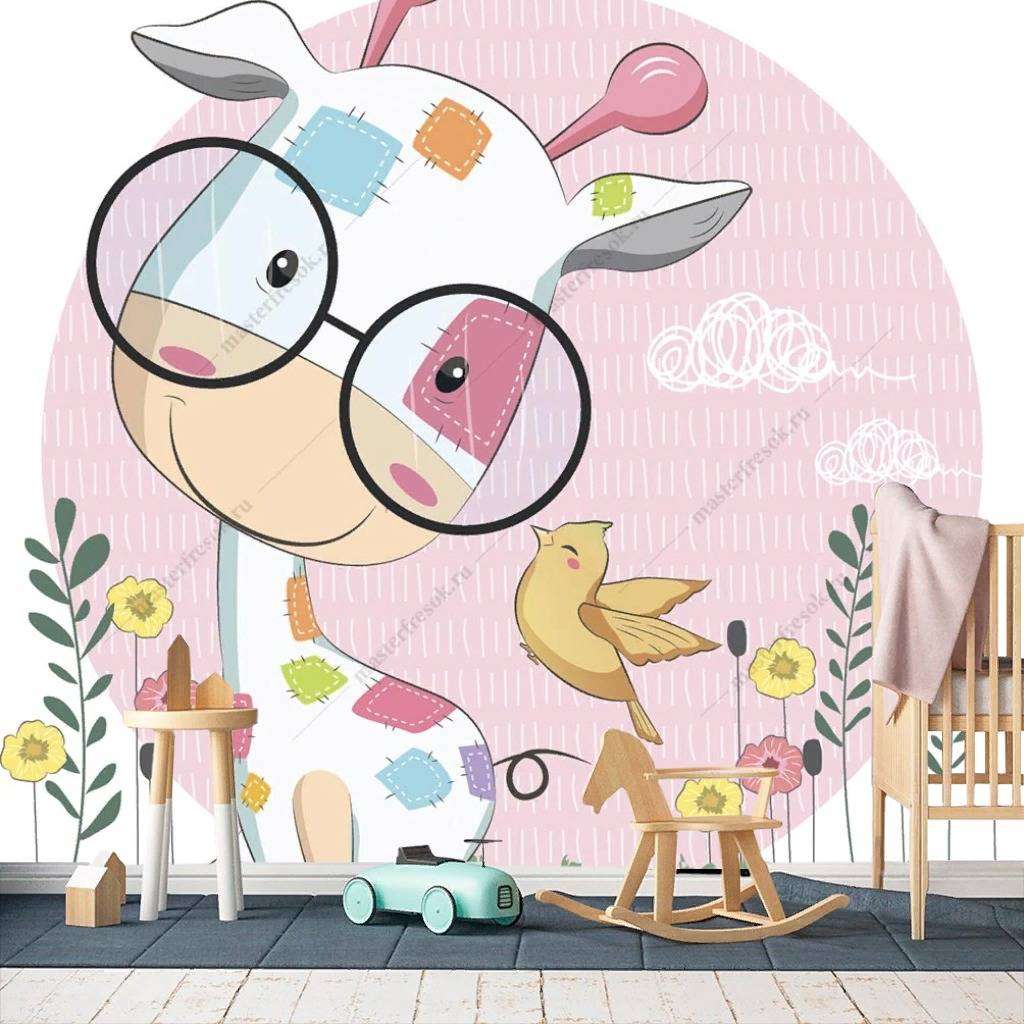 Фотообои в интерьере жираф малыш  12-466 фото