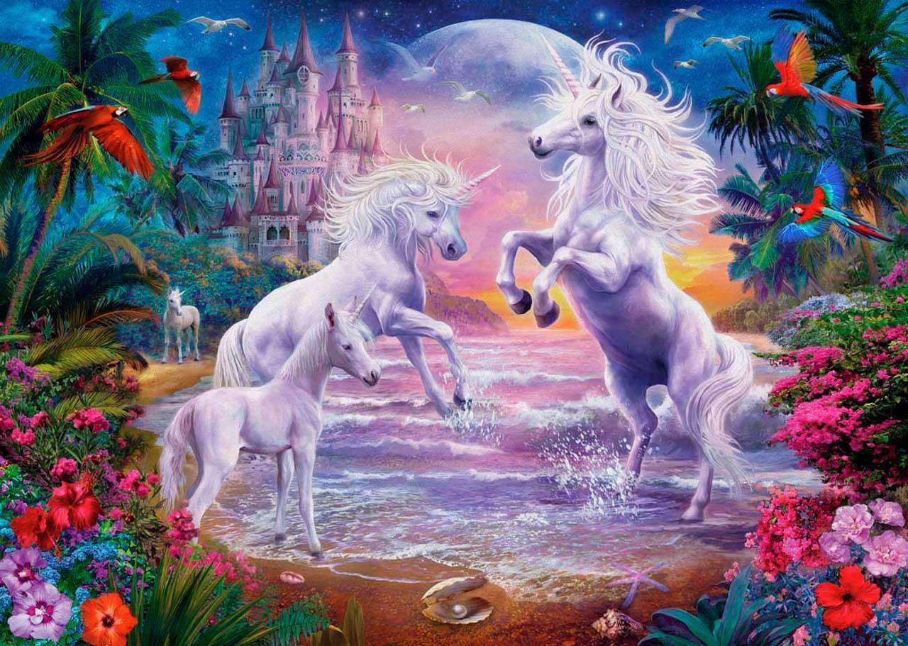 Фотообои в интерьере единороги у моря  8-319 фото