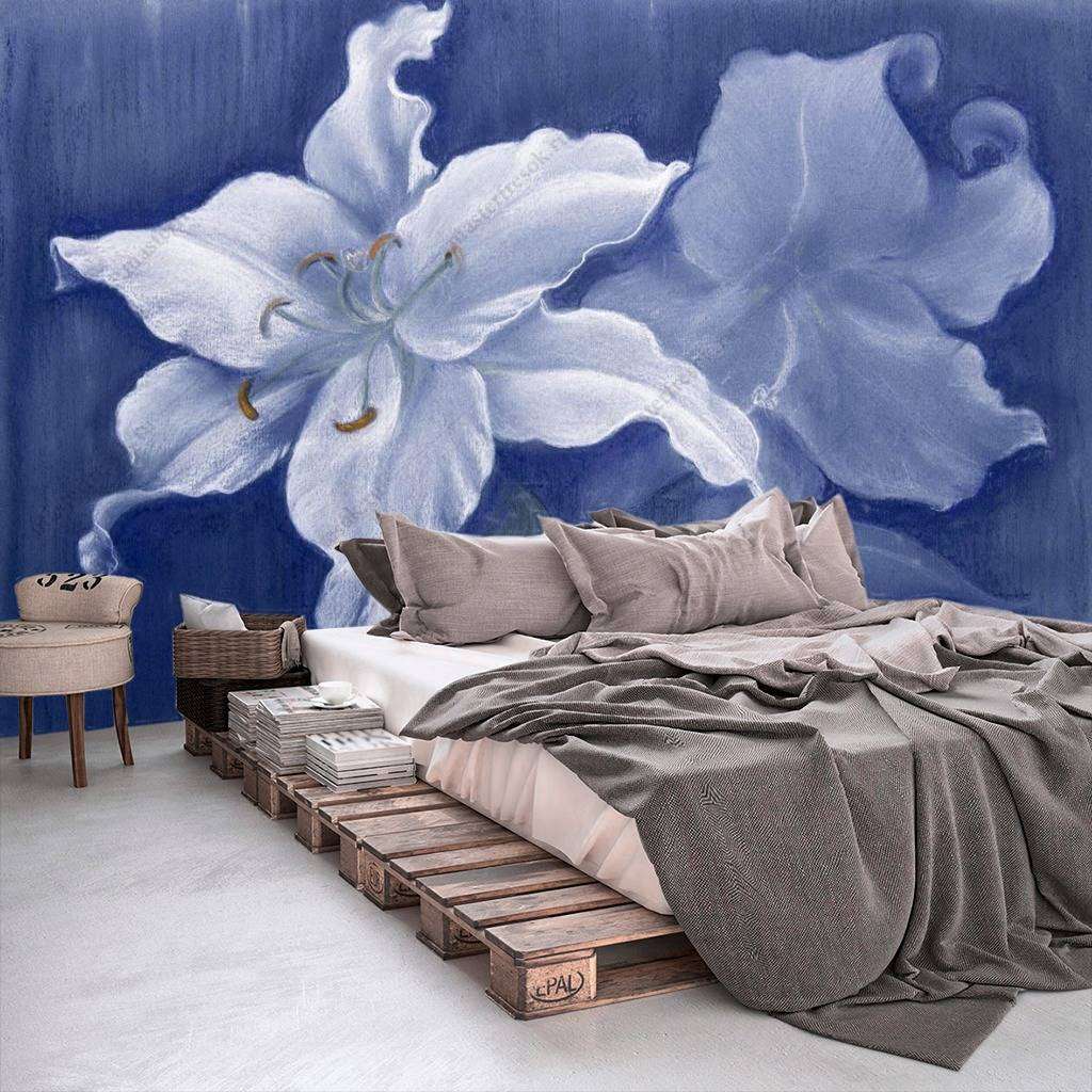 Фотообои в интерьере нарисованная лилия  9-1181 фото