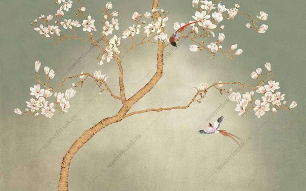 Фотообои в интерьере белая магнолия  15-905 фото