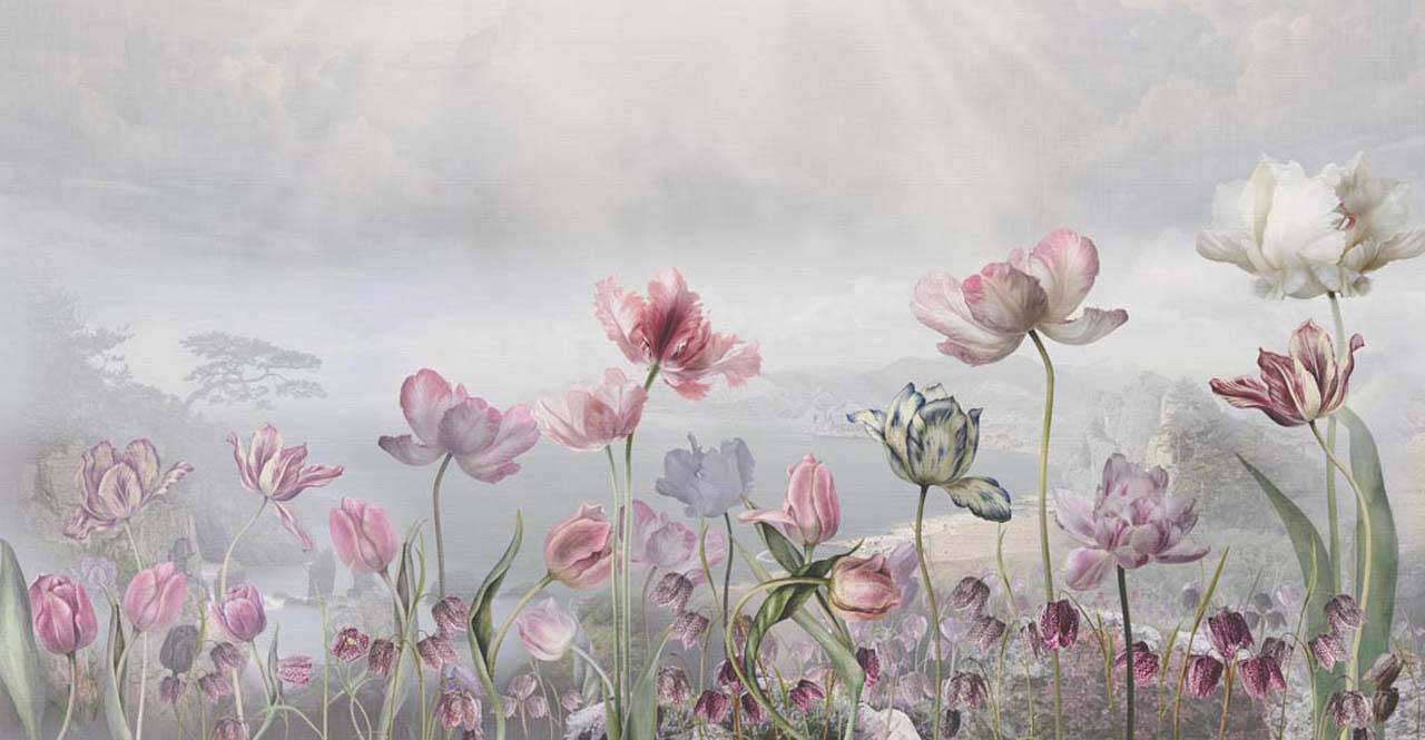 Фотообои в интерьере цветы 3д нежные  7-729 фото