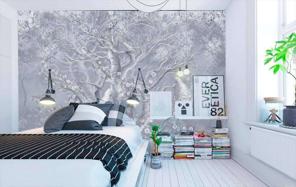 Фотообои в интерьере жар птицы на волшебном дереве  13-093 фото