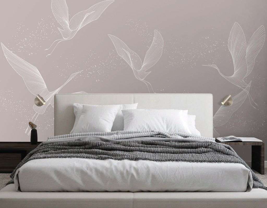 Фотообои в интерьере журавли белые  9-2106 фото