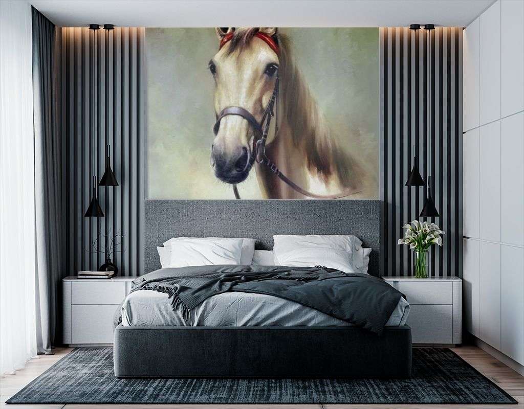 Фотообои в интерьере этюд головы лошади  17-4393 фото