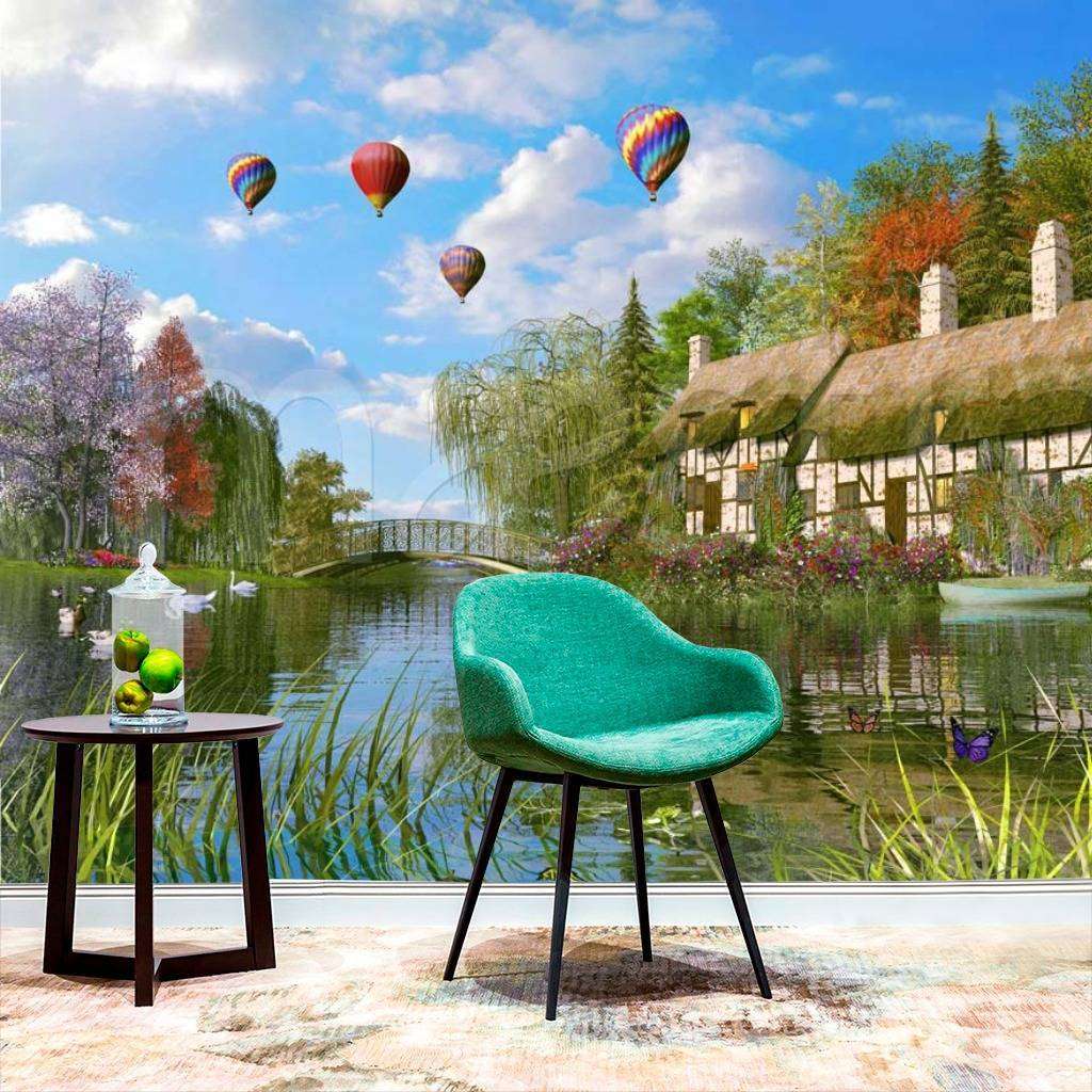 Фотообои Воздушные шары над озером  8-131