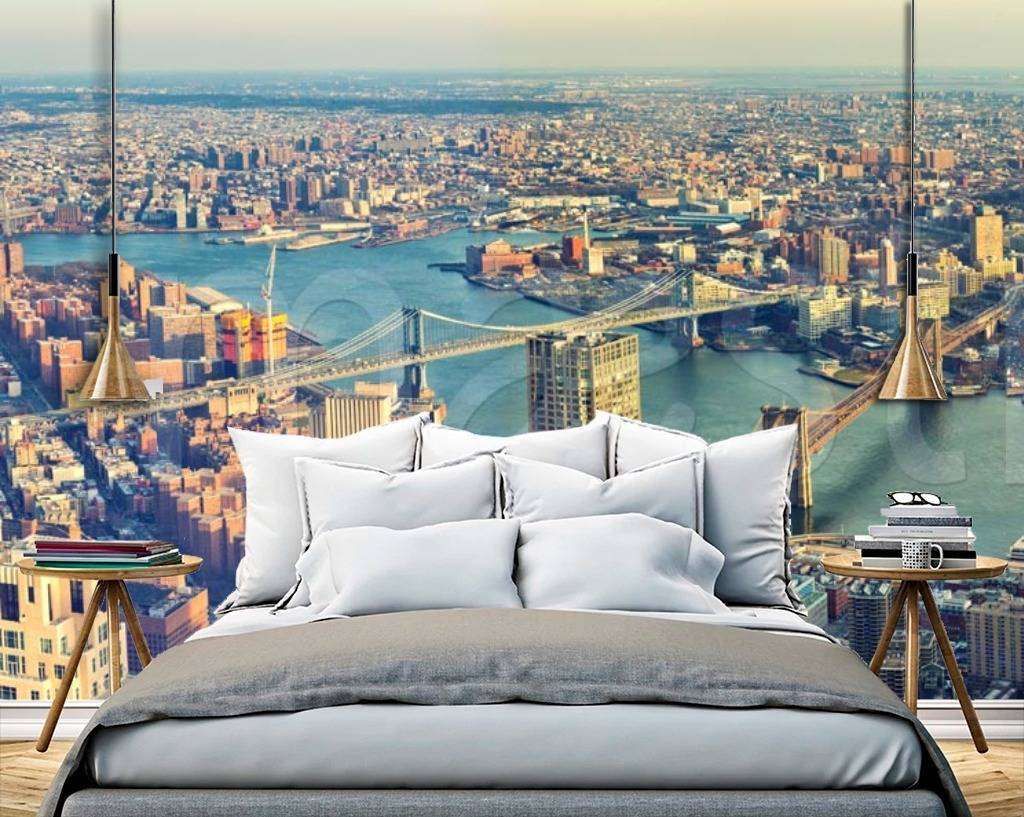 Фотообои в интерьере вид на нью йорк и гудзон  9-846 фото