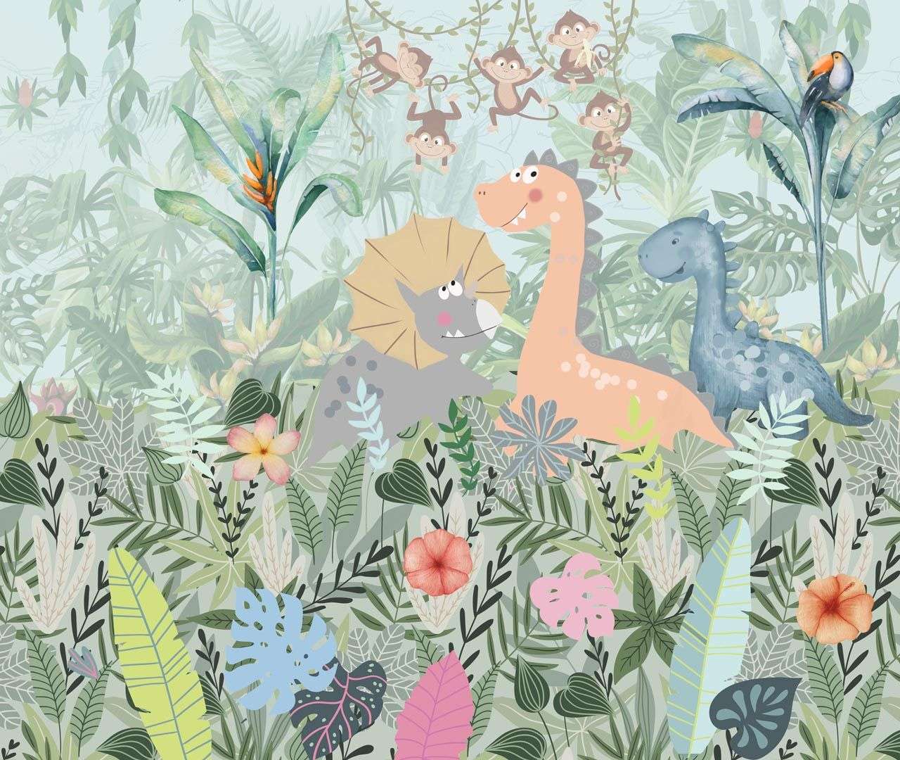 Фотообои в интерьере милые динозаврики  13-502 фото