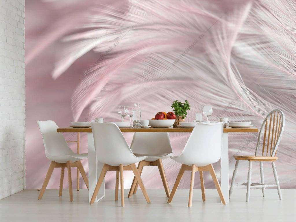 Фотообои в интерьере розовые перышки  9-1220 фото