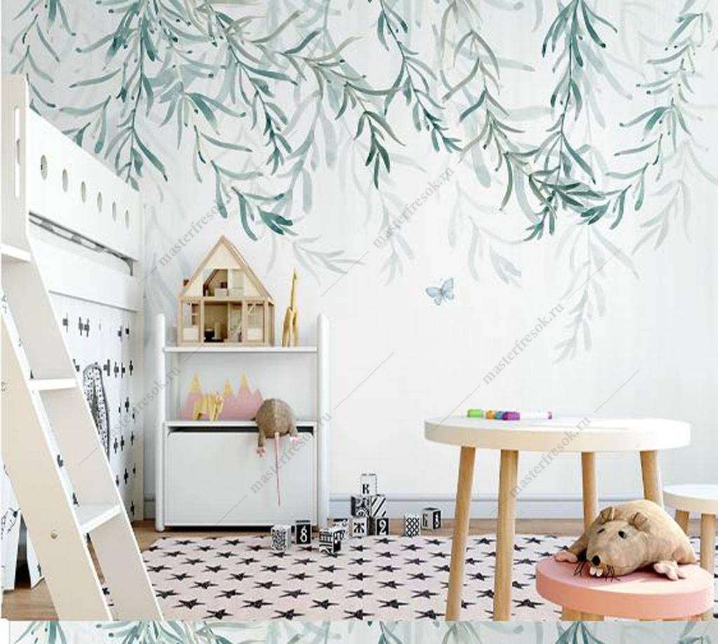 Фотообои Бесшовные обои на стену:  Мятные листья. Артикул: 16-163  