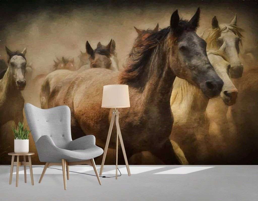 Фотообои в интерьере табун диких коней  17-4250 фото