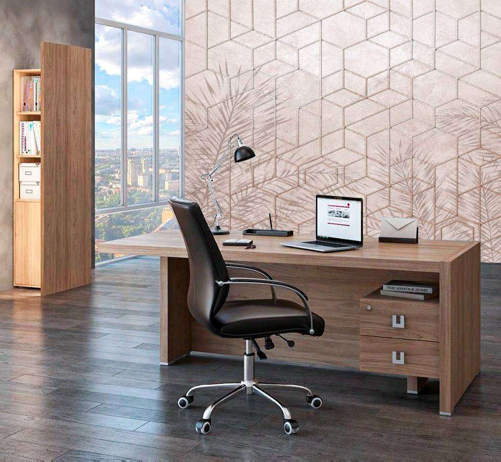 Фотообои в интерьере листья и геометрия  10-774 фото