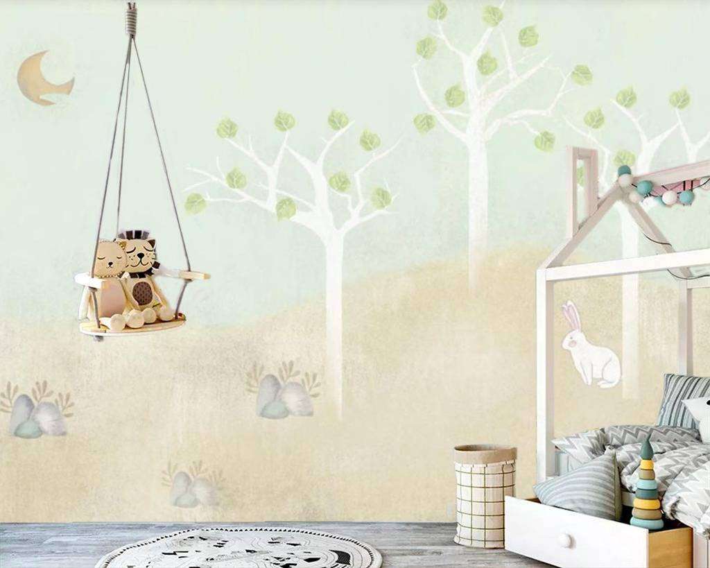 Фотообои в интерьере зайчик в лесу  15-626 фото