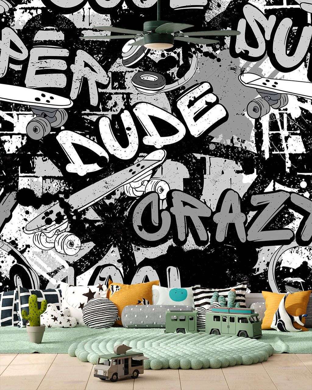 Фотообои в интерьере уличные граффити  12-1264 фото