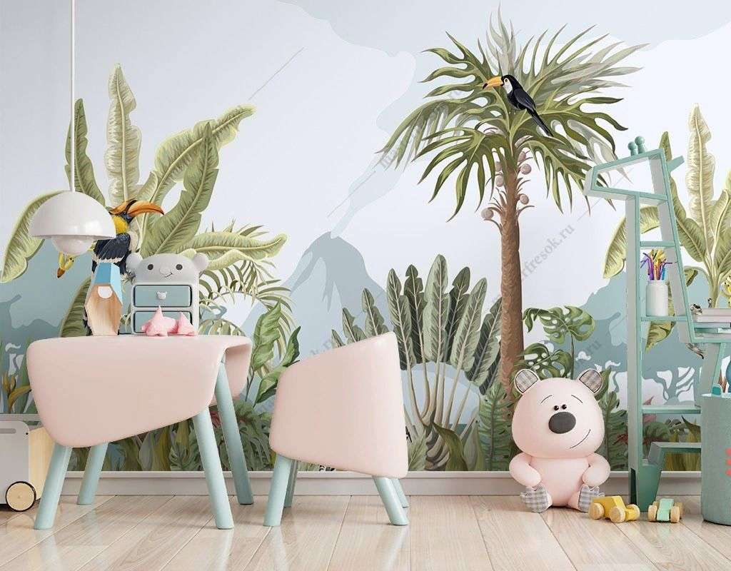 Фотообои в интерьере джунгли  14-567 фото